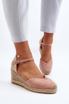 Suede Espadrille Wedge Sandals with Braided Detail Pink Raylin
