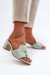 Women's Sandals In Mint Eco Suede On Heel Jemenna