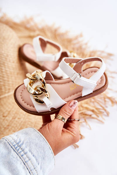 Children's Sandals With Velcro White Layra