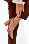 Pumps With Pointed Toes And Decorated Straps On A Heel Dark Beige Verithas