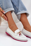 Leather Elegant Moccasins On Flat Heel S.Barski LR51-768A White