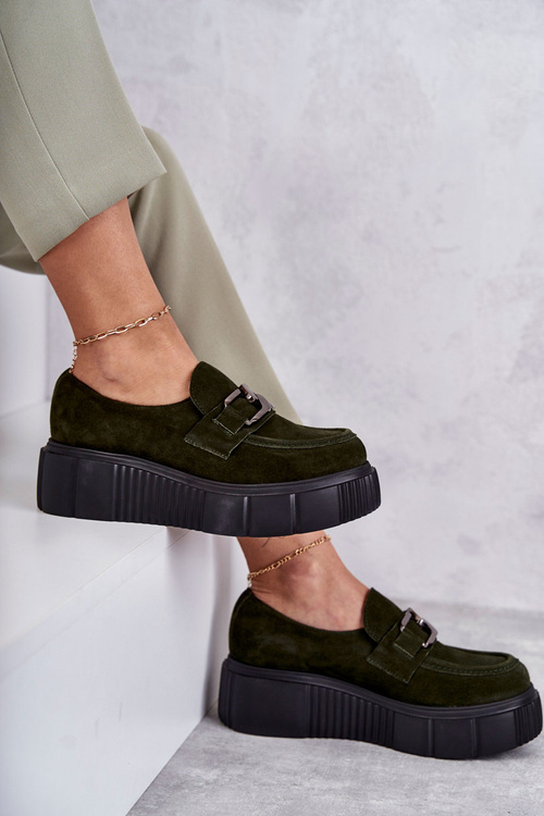 Fashionable suede shoes on the platform Khaki Marsol