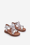 Children's Sandals With Bow on Velcro Silver Joratia