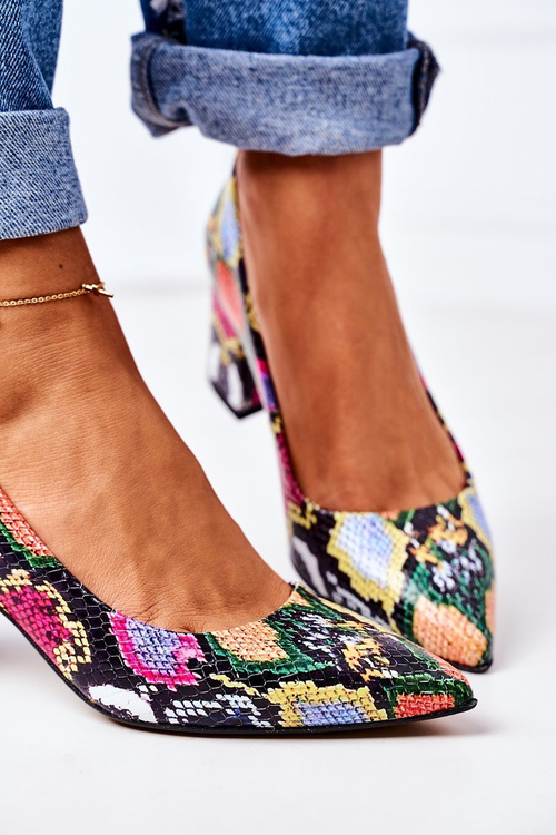 Leather Pumps With A Snake Pattern Lewski Shoes 2801 Colorful