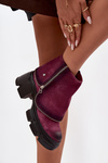 Leather Women's Ankle Boots With Turned Cuff Maciejka 07145-23 Bordeaux