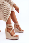 Comfortable High Wedge Sandals Beige Lemira
