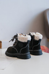 Children's Trapper Boots with Zip and Faux Fur Black Marialee