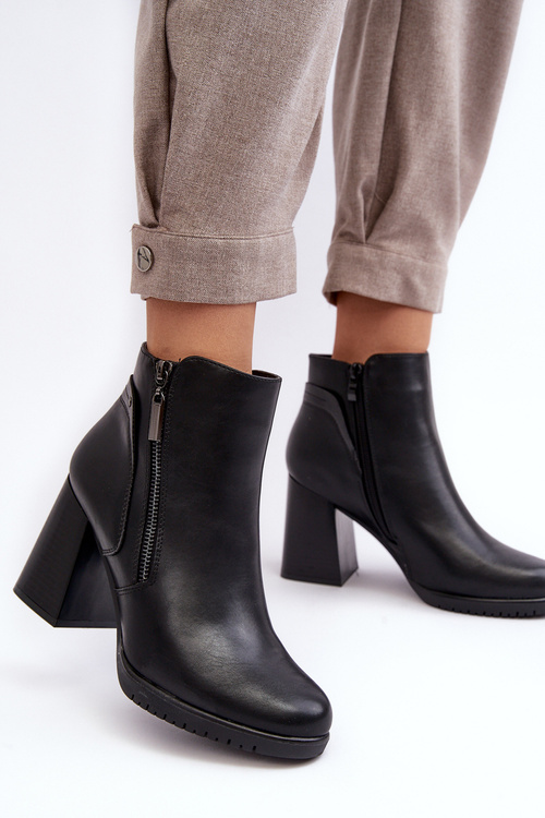 Women's Heeled Boots with Zippers Black Ryelle