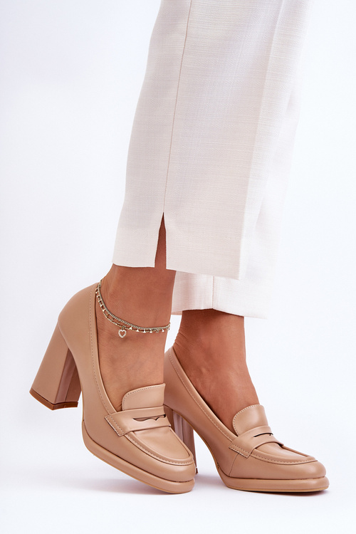 Stylish Heeled Sandals on Stiletto Beige Florence