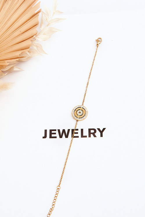 Steel Bracelet With Circle And Zircons Gold