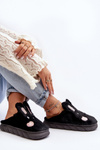 Women's Fur Slippers with Bunny Black Naveritte