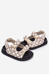 Children's Velcro Sandals With Golden Details Beige Cavina