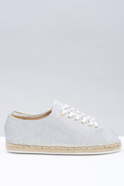 Lu Boo | Srebrne Brokatowe Lniane Espadryle Fairy