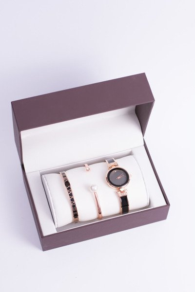 Women's Gold Pink Bracelet Watch Black