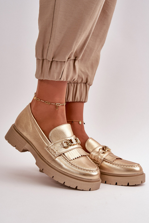 Eco Leather Women's Moccasins With Gold Decoration Zanita