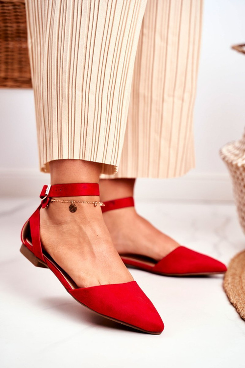 Women's Flat Ballerinas With A Belt Red Allison