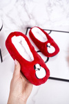 Children's Christmas Slippers With Penguin Red Let It Snow