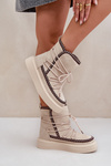 Women's Snow Boots With Embroidery On Platform Light Beige Naleris