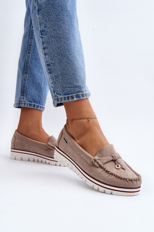 Women's Platform Loafers Beige Railav