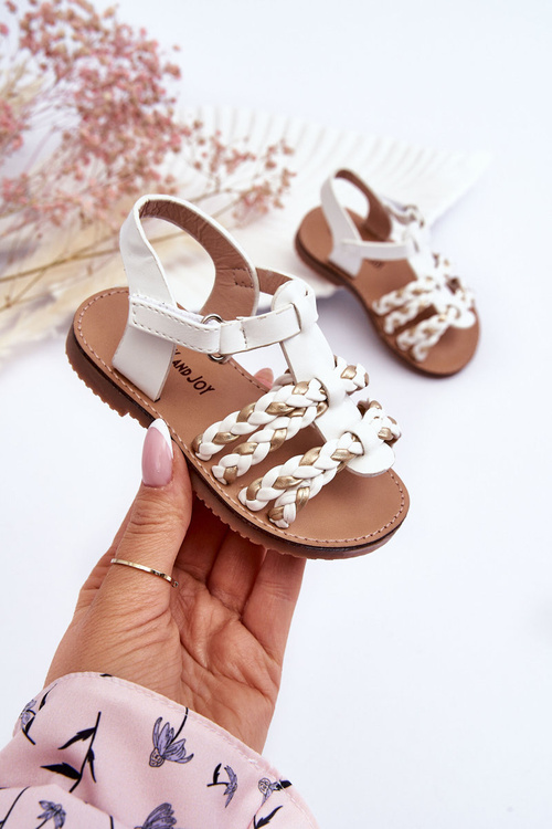 Children's Velcro Sandals With Stripes White Sammy