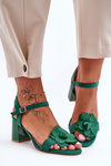 Suede Sandals with Flower S.Barski 04 Green