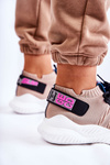 Sportowe Buty Sneakersy Damskie Wsuwane Beżowe Klayra