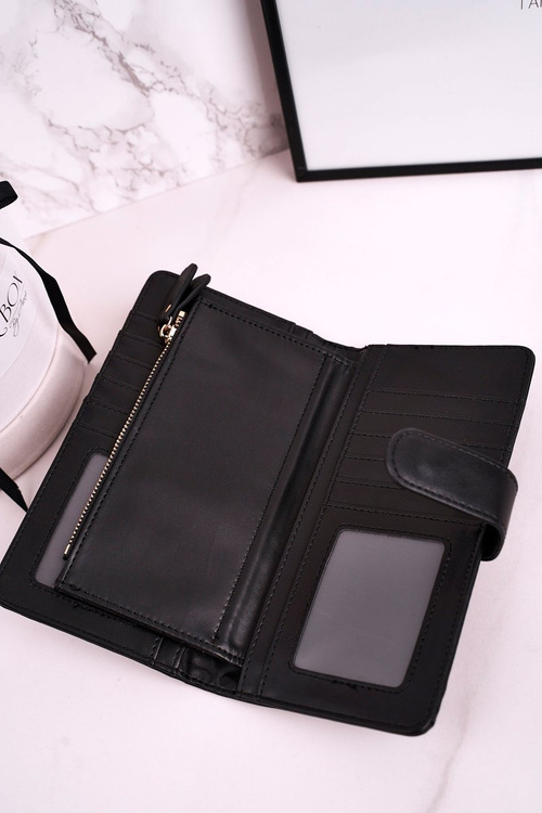 Large Women's Wallet With An Extra Space For Cards Black