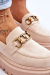 Women's Suede Platform Loafers Light beige Larey