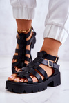 Leather Sandals With Straps Black Minorite