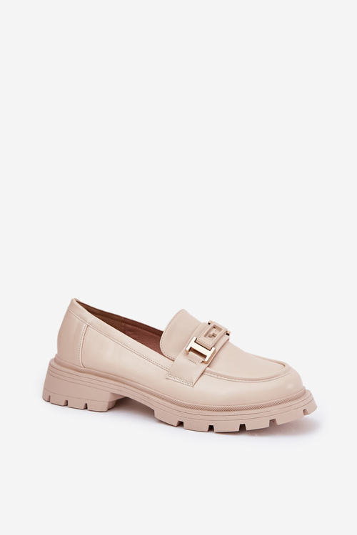Women's Moccasins Made Of Eco Leather Beige Lomnela