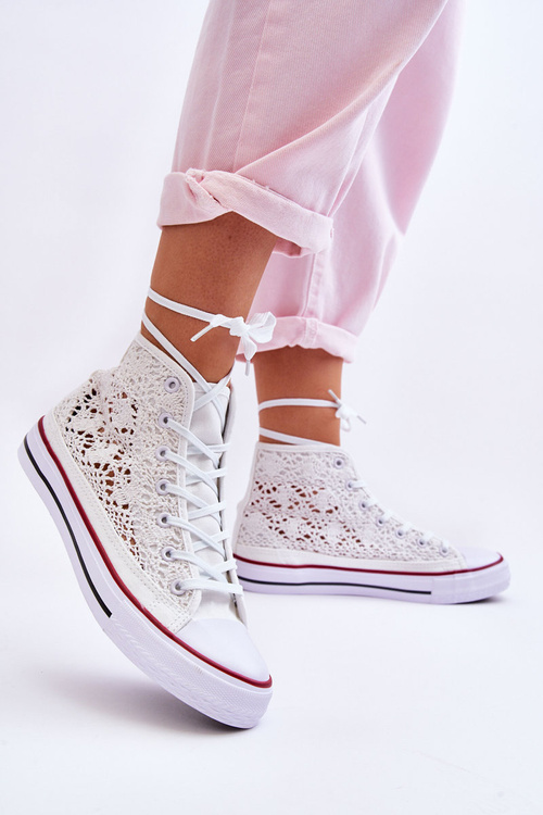 Women's Lace High Sneakers White Cornella