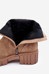 Women's Massive Suede Boots on Flat Heel Beige Lunai