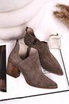 Women's Boots With A Cut On Block Heel Suede Brown Lawrence