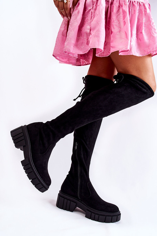 Women's Suede Boots Workers Black Cheera 