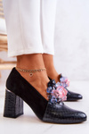 Suede Snakeskin Pumps On A Post Black Sofie
