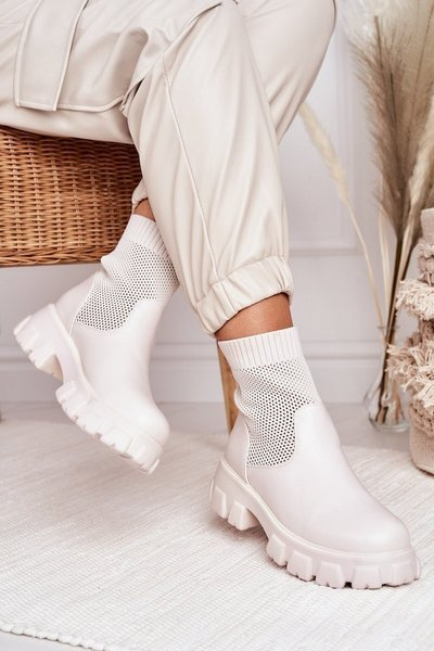 Women's Sock Boots Ecru Stormy