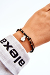 Women's Double Bracelet With Beads Black-Gold bear