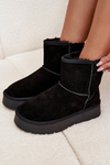 Women's Snow Boots Made of Genuine Suede on Platform Black Privine