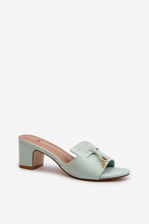 Women's Sandals In Mint Eco Suede On Heel Jemenna