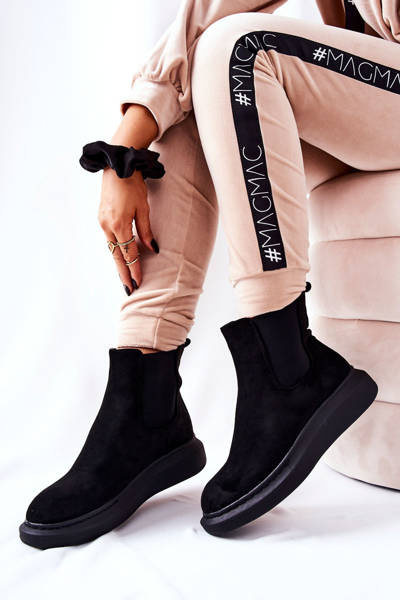 Platform Suede Lace-up Booties Black Marissa