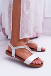 Women's Flat Sandals With Straps And Zircons Silver Madeline