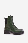 Warm Worker Boots With Zipper Green Leairae