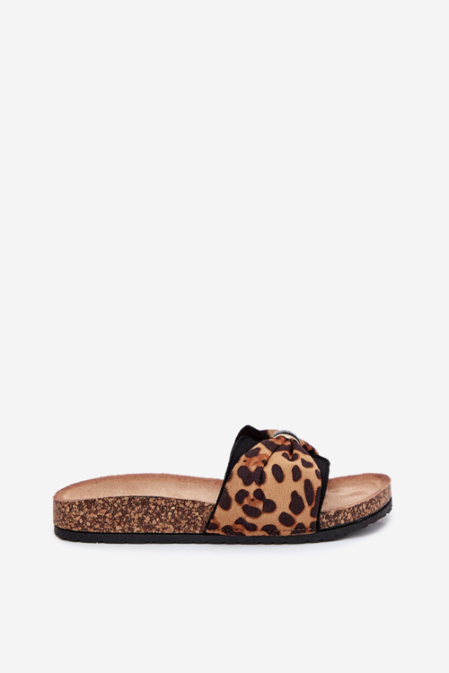 Ladies sandals on cork platform leopard print Mevuna