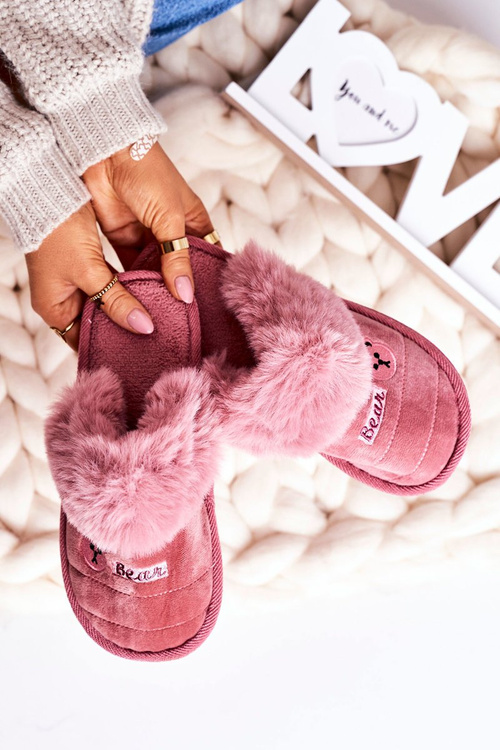 Women's Home Slippers With Fur Powder Pink Teddy