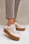 Sneakersy Damskie Platforma Beżowe Annines