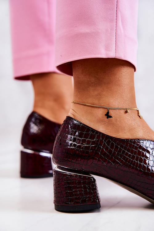 Leather snakeskin pumps Maroon Alissa
