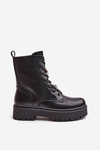 Warm ankle boots workers women's with badges black Avorira