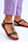 Leather Sandals With A Decorative Snake S.Barski KV-5541-42 Black