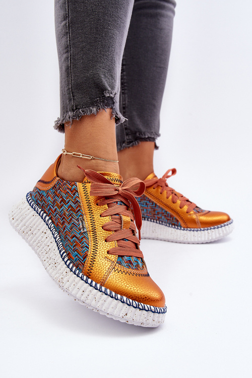 Buty Sportowe Damskie Skóra Maciejka 06295-01 Czarno-Żółte