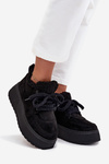 Women's Snow Boots On Platform With Sheepskin Lining Sheep Type Black Luma